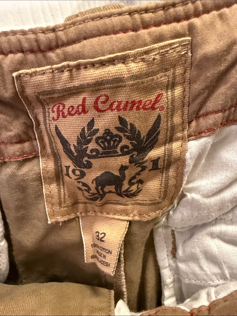 Red Camel Men's Tan Cargo Shorts with Web Belt - Picture 2 of 5